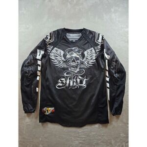 Shift Rise Against Motocross Jersey Mens L Long Sleeve Skull Wings Snake *Read